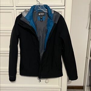 Eastern Mountain Sports Black and Teal Blue Performance Jacket-2 piece